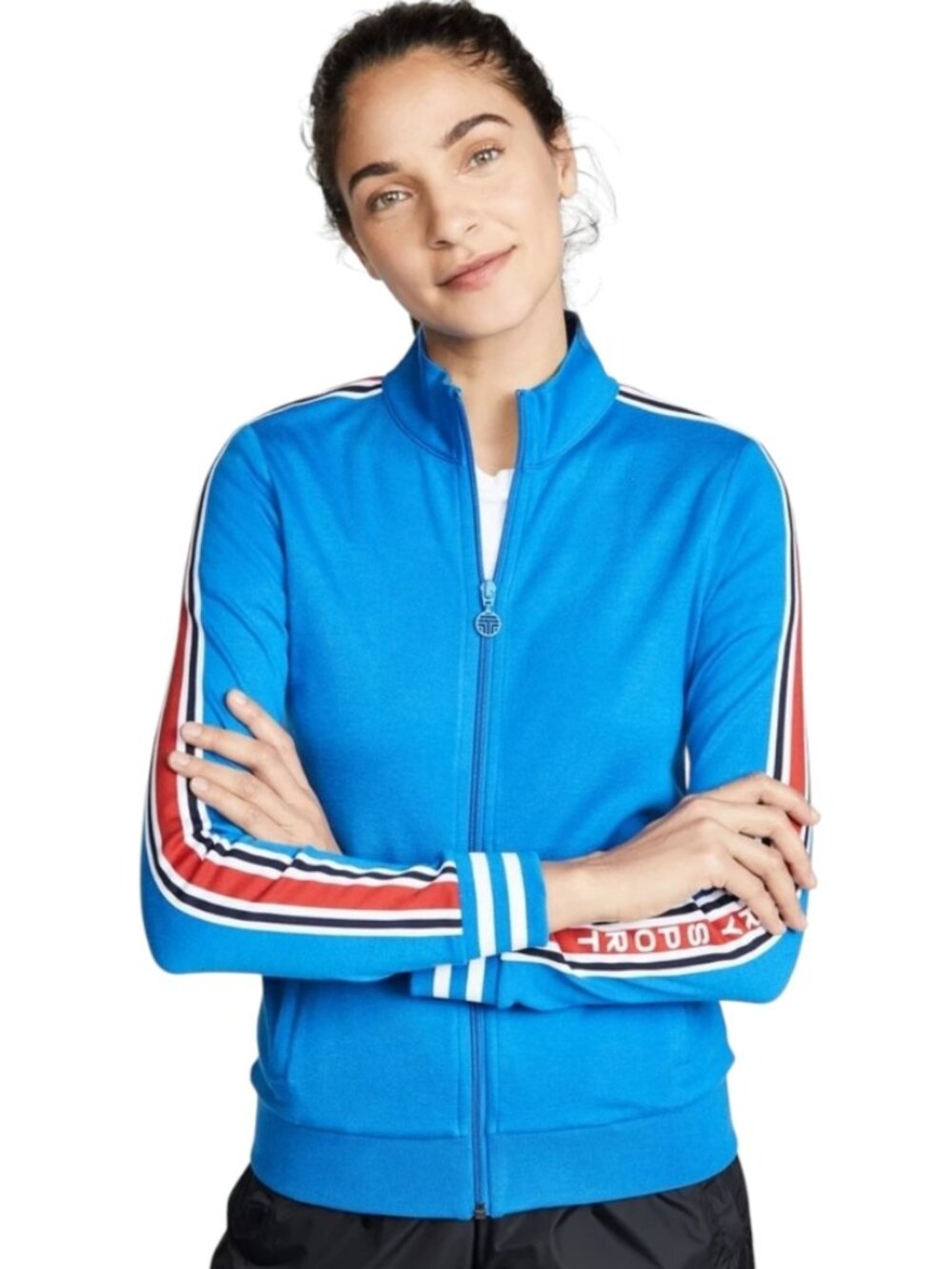 NWOT Tory Burch Sport Track Jacket – Cobalt Side Stripe, Logo Sleeve, Size S